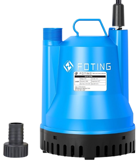 1/4HP Thermoplastic Portable Drainage System with Extended 10-Foot Power Cord